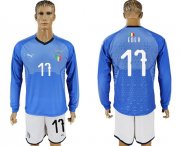 Wholesale Cheap Italy #17 Eder Blue Home Long Sleeves Soccer Country Jersey