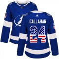 Wholesale Cheap Adidas Lightning #24 Ryan Callahan Blue Home Authentic USA Flag Women's Stitched NHL Jersey