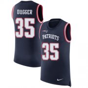 Wholesale Cheap Nike Patriots #35 Kyle Dugger Navy Blue Team Color Men's Stitched NFL Limited Rush Tank Top Jersey