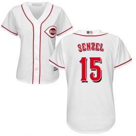 Wholesale Cheap Reds #15 Nick Senzel White Home Women\'s Stitched MLB Jersey