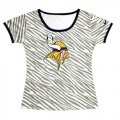 Wholesale Cheap Women's Minnesota Vikings Sideline Legend Authentic Logo Zebra Stripes T-Shirt