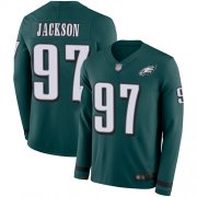 Wholesale Cheap Nike Eagles #97 Malik Jackson Midnight Green Team Color Men's Stitched NFL Limited Therma Long Sleeve Jersey
