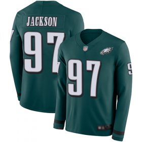 Wholesale Cheap Nike Eagles #97 Malik Jackson Midnight Green Team Color Men\'s Stitched NFL Limited Therma Long Sleeve Jersey