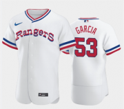 Wholesale Cheap Men's Texas Rangers #53 Adolis Garcia White Throwback Stitched Flex Base Nike Jersey