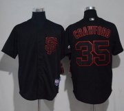 Wholesale Cheap Giants #35 Brandon Crawford Black Strip Stitched MLB Jersey
