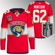 Wholesale Cheap Men's Florida Panthers #62 Brandon Montour Red 2023 Stanley Cup Final Stitched Jersey