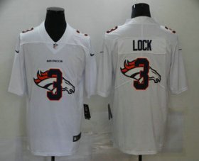 Wholesale Cheap Men\'s Denver Broncos #3 Drew Lock White 2020 Shadow Logo Vapor Untouchable Stitched NFL Nike Limited Jersey