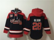 Wholesale Cheap Men's Atlanta Braves #28 Matt Olson Navy Red Ageless Must-Have Lace-Up Pullover Hoodie