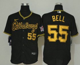 Wholesale Cheap Men\'s Pittsburgh Pirates #55 Josh Bell Black Stitched MLB Flex Base Nike Jersey