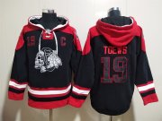 Wholesale Cheap Men's Chicago Blackhawks #19 Jonathan Toews Black Ageless Must Have Lace Up Pullover Hoodie