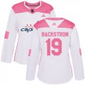 Wholesale Cheap Adidas Capitals #19 Nicklas Backstrom White/Pink Authentic Fashion Women's Stitched NHL Jersey