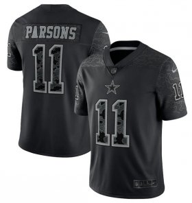 Wholesale Cheap Men\'s Dallas Cowboys #11 Micah Parsons Black Reflective Limited Stitched Football Jersey