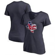 Wholesale Cheap Women's Houston Texans NFL Pro Line by Fanatics Branded Navy Banner State V-Neck T-Shirt