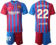 Wholesale Cheap Men 2021-2022 Club Barcelona home red 22 Nike Soccer Jerseys