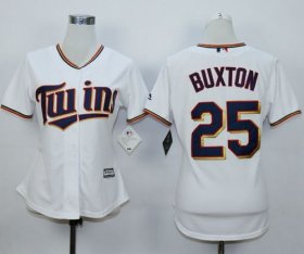 Wholesale Cheap Twins #25 Byron Buxton White Home Women\'s Stitched MLB Jersey