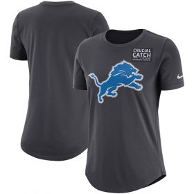 Wholesale Cheap NFL Women\'s Detroit Lions Nike Anthracite Crucial Catch Tri-Blend Performance T-Shirt