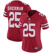 Wholesale Cheap Nike 49ers #25 Richard Sherman Red Team Color Women's Stitched NFL Vapor Untouchable Limited Jersey