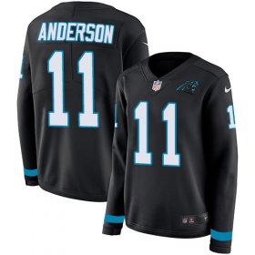 Wholesale Cheap Nike Panthers #11 Robby Anderson Black Team Color Women\'s Stitched NFL Limited Therma Long Sleeve Jersey