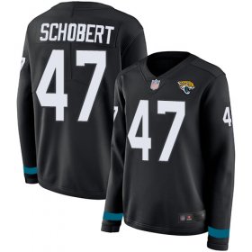 Wholesale Cheap Nike Jaguars #47 Joe Schobert Black Team Color Women\'s Stitched NFL Limited Therma Long Sleeve Jersey