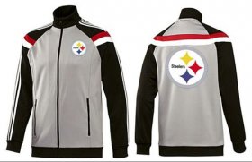 Wholesale Cheap NFL Pittsburgh Steelers Team Logo Jacket Grey