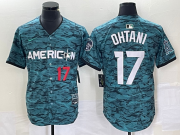 Wholesale Cheap Men's Los Angeles Angels #17 Shohei Ohtani Number Teal 2023 All Star Cool Base Stitched Jersey1