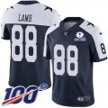 Wholesale Cheap Nike Cowboys #88 CeeDee Lamb Navy Blue Thanksgiving Men's Stitched With Established In 1960 Patch NFL 100th Season Vapor Untouchable Limited Throwback Jersey