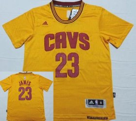 Wholesale Cheap Men\'s Cleveland Cavaliers #23 LeBron James Revolution 30 Swingman 2014 New Yellow Short-Sleeved Jersey