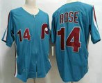 Cheap Men's Philadelphia Phillies #14 Pete Rose Lilght Blue Throwback 1980 Stitched Jersey