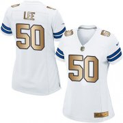 Wholesale Cheap Nike Cowboys #50 Sean Lee White Women's Stitched NFL Elite Gold Jersey