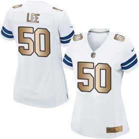 Wholesale Cheap Nike Cowboys #50 Sean Lee White Women\'s Stitched NFL Elite Gold Jersey