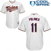 Wholesale Cheap Twins #11 Jorge Polanco White Cool Base Stitched MLB Jersey