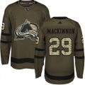 Wholesale Cheap Adidas Avalanche #29 Nathan MacKinnon Green Salute to Service Stitched Youth NHL Jersey