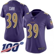 Wholesale Cheap Nike Ravens #39 Brandon Carr Purple Women's Stitched NFL Limited Rush 100th Season Jersey