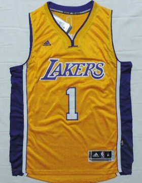 Wholesale Cheap Men\'s Los Angeles Lakers #1 D\'Angelo Russell Revolution 30 Swingman 2015 Draft New Yellow Jersey