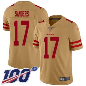 Wholesale Cheap Nike 49ers #17 Emmanuel Sanders Gold Youth Stitched NFL Limited Inverted Legend 100th Season Jersey