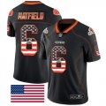 Wholesale Cheap Nike Browns #6 Baker Mayfield Black Men's Stitched NFL Limited Rush USA Flag Jersey