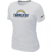 Wholesale Cheap Women's Nike Los Angeles Chargers Authentic Logo T-Shirt White