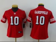 Wholesale Cheap Nike 49ers #10 Jimmy Garoppolo Red Team Color Women's Stitched NFL Vapor Untouchable Limited II Jersey
