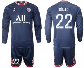 Wholesale Cheap Men 2021-2022 ClubParis Saint-Germainhome blue Long Sleeve 22 Soccer Jersey