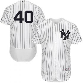 Wholesale Cheap Yankees #40 Luis Severino White Strip Flexbase Authentic Collection Stitched MLB Jersey