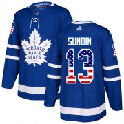 Wholesale Cheap Adidas Maple Leafs #13 Mats Sundin Blue Home Authentic USA Flag Stitched NHL Jersey