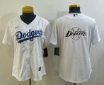 Cheap Women's Los Angeles Dodgers Big Logo White MLB Cool Base Nike Jerseys