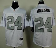 Wholesale Cheap Nike Raiders #24 Charles Woodson White Silver No. Men's Stitched NFL Elite Jersey