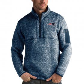 Wholesale Cheap Men\'s New England Patriots Heather Navy Antigua Fortune Quarter-Zip Pullover Jacket