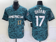 Wholesale Cheap Men's Los Angeles Angels #17 Shohei Ohtani Number Teal 2023 All Star Cool Base Stitched Jersey