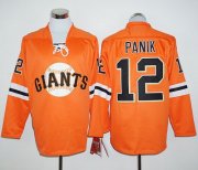 Wholesale Cheap Giants #12 Joe Panik Orange Long Sleeve Stitched MLB Jersey