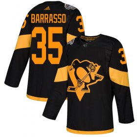 Wholesale Cheap Adidas Penguins #35 Tom Barrasso Black Authentic 2019 Stadium Series Stitched NHL Jersey