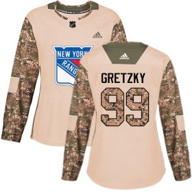 Wholesale Cheap Adidas Rangers #99 Wayne Gretzky Camo Authentic 2017 Veterans Day Women\'s Stitched NHL Jersey