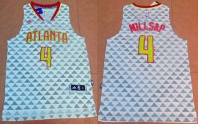 Wholesale Cheap Men\'s Atlanta Hawks #4 Paul Millsap Revolution 30 Swingman 2015-16 New White Jersey
