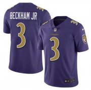 Wholesale Cheap Nike Baltimore Ravens #3 Odell Beckham Jr Purple Color Rush Limited Jersey